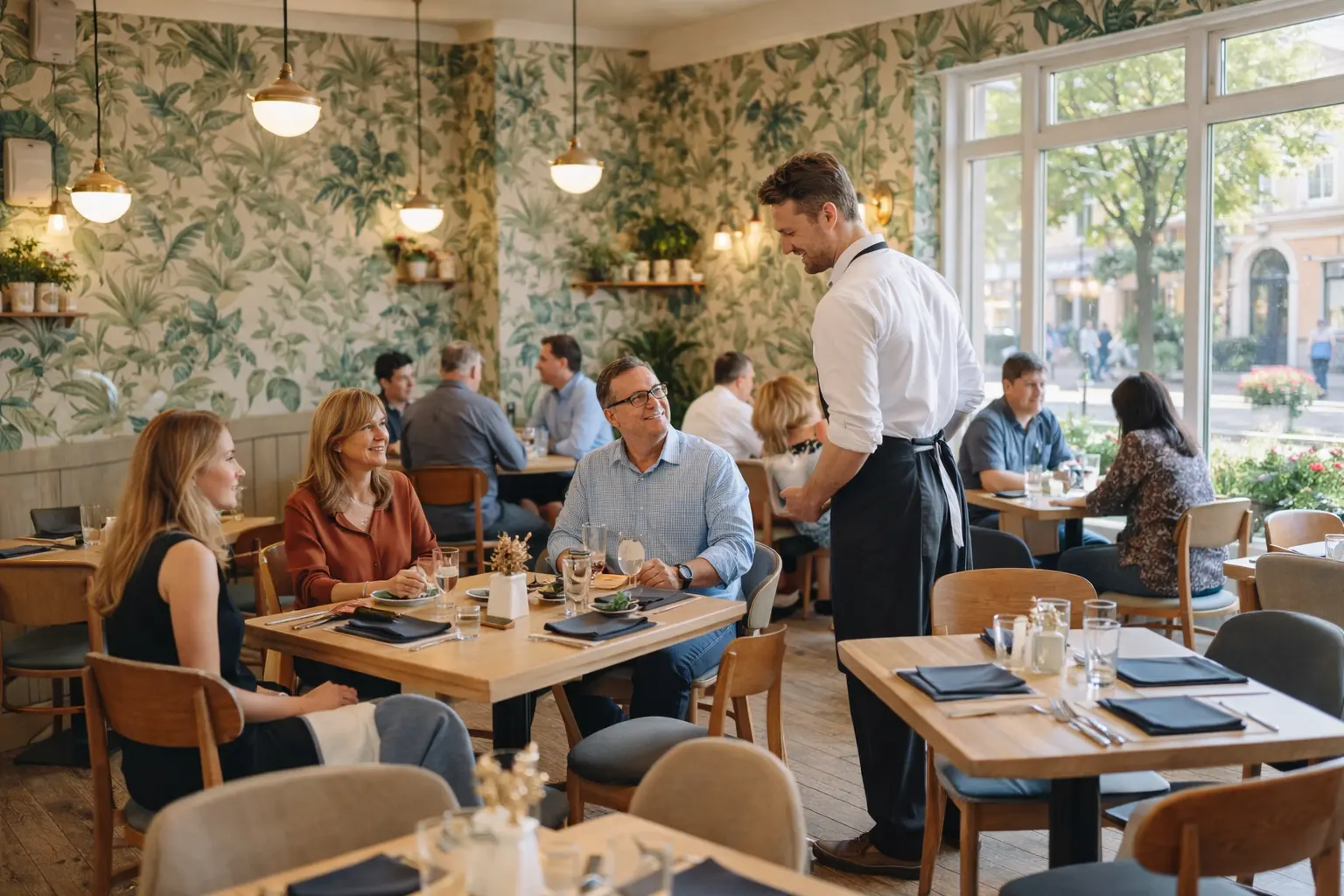 Familiengeführtes kleines Restaurant mit gedeckten Tischen